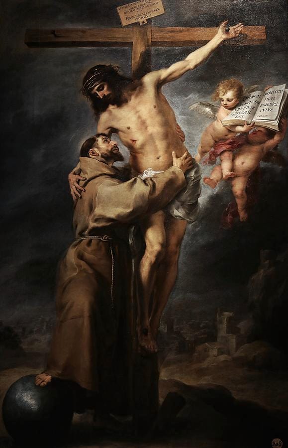 Saint Francis of Assisi Embracing the Crucified Christ by Bartolomé Esteban Murillo