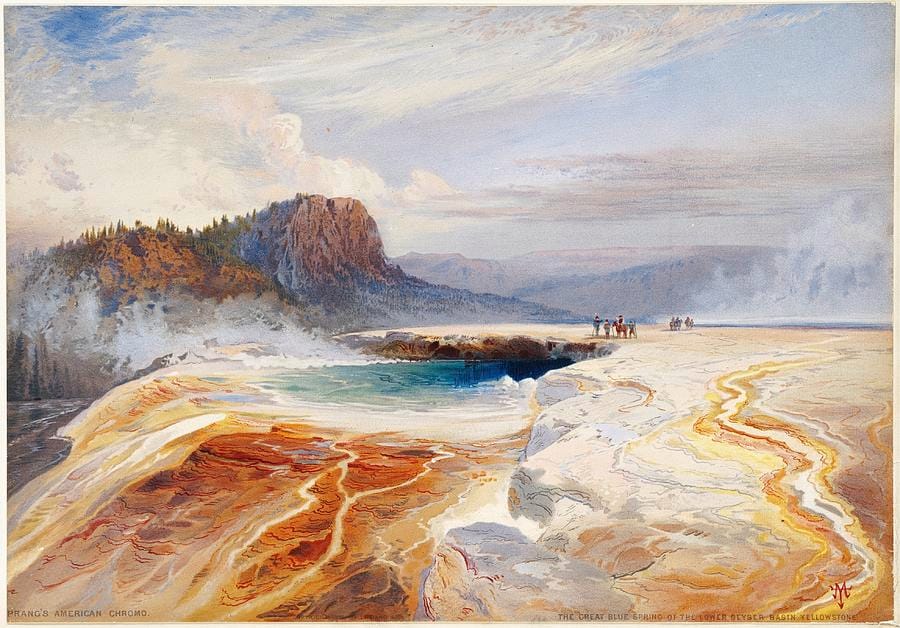 The Great Blue Spring of the Lower Geyser Basin, Yellowstone by Thomas Moran