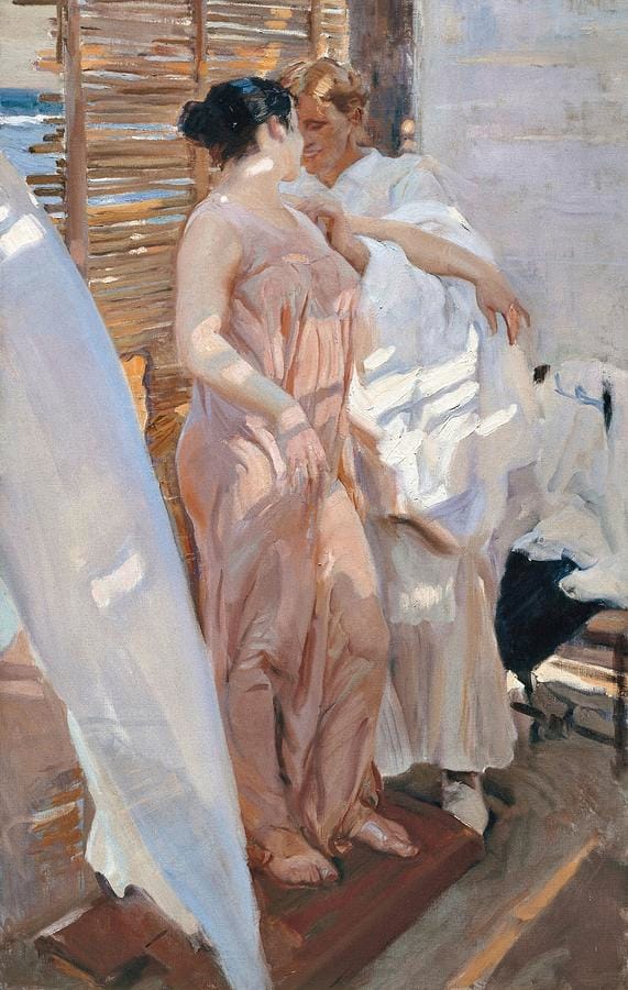 The Pink Robe by Joaquín Sorolla