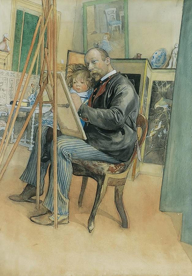 Mirror-image With Brita by Carl Larsson