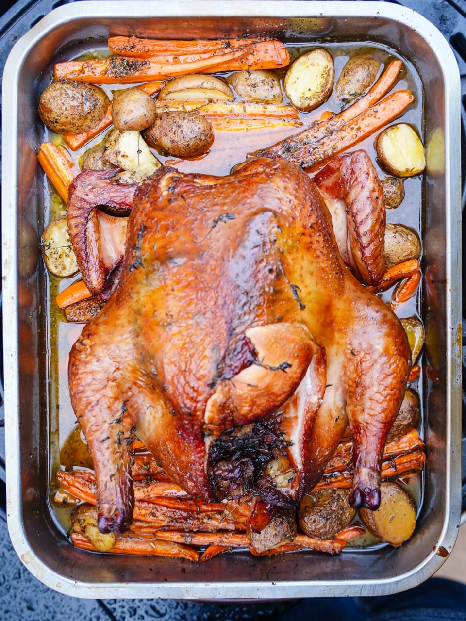Poulet farci fumé à l'érable