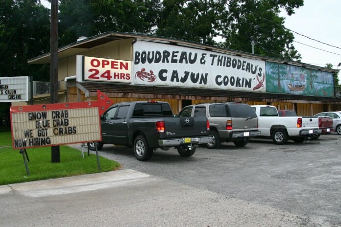 Façade du restaurant Boudreau & Thibodeau en Louisiane
