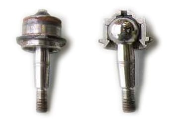 A typical ball joint with cutaway view (right). Silverxxx, Public domain, via Wikimedia Commons