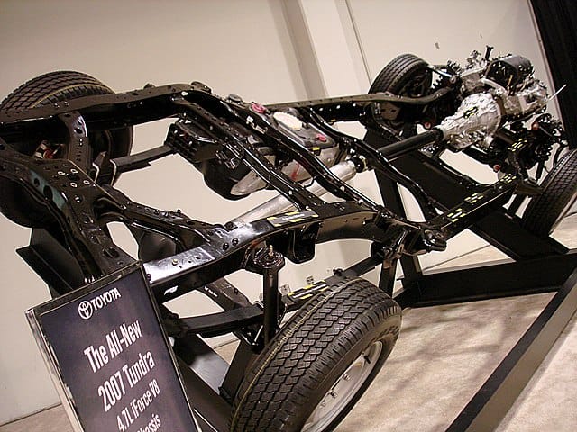 Ladder frame for a pickup truck. jrok, CC BY-SA 2.0, via Wikimedia Commons
