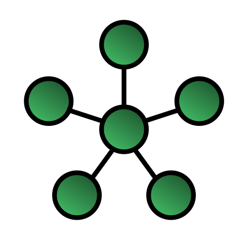 Star network topology. GW_Simulations, Public domain, via Wikimedia Commons.