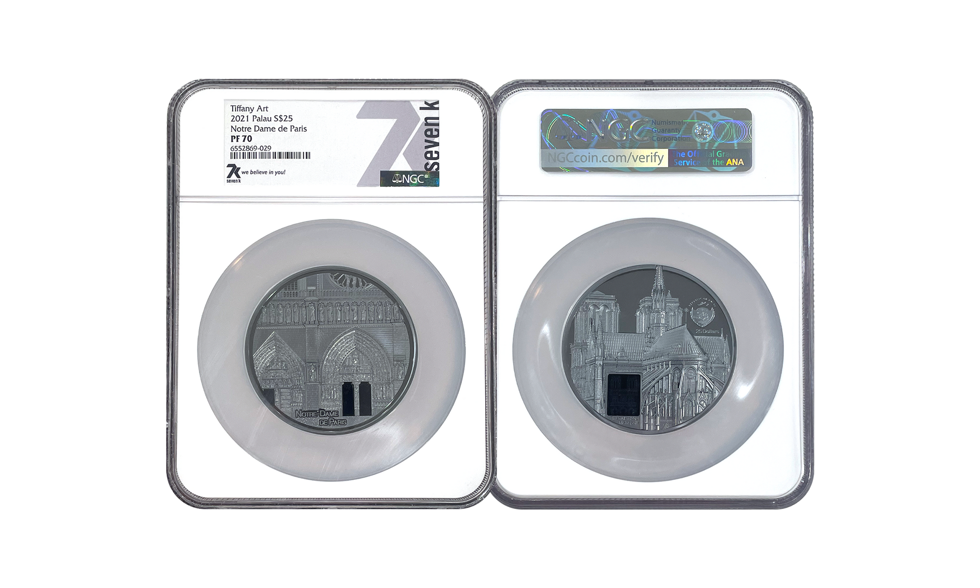2021 Tiffany Art Metropolis Notre Dame de Paris 5oz Black Proof Silver Coin PF70