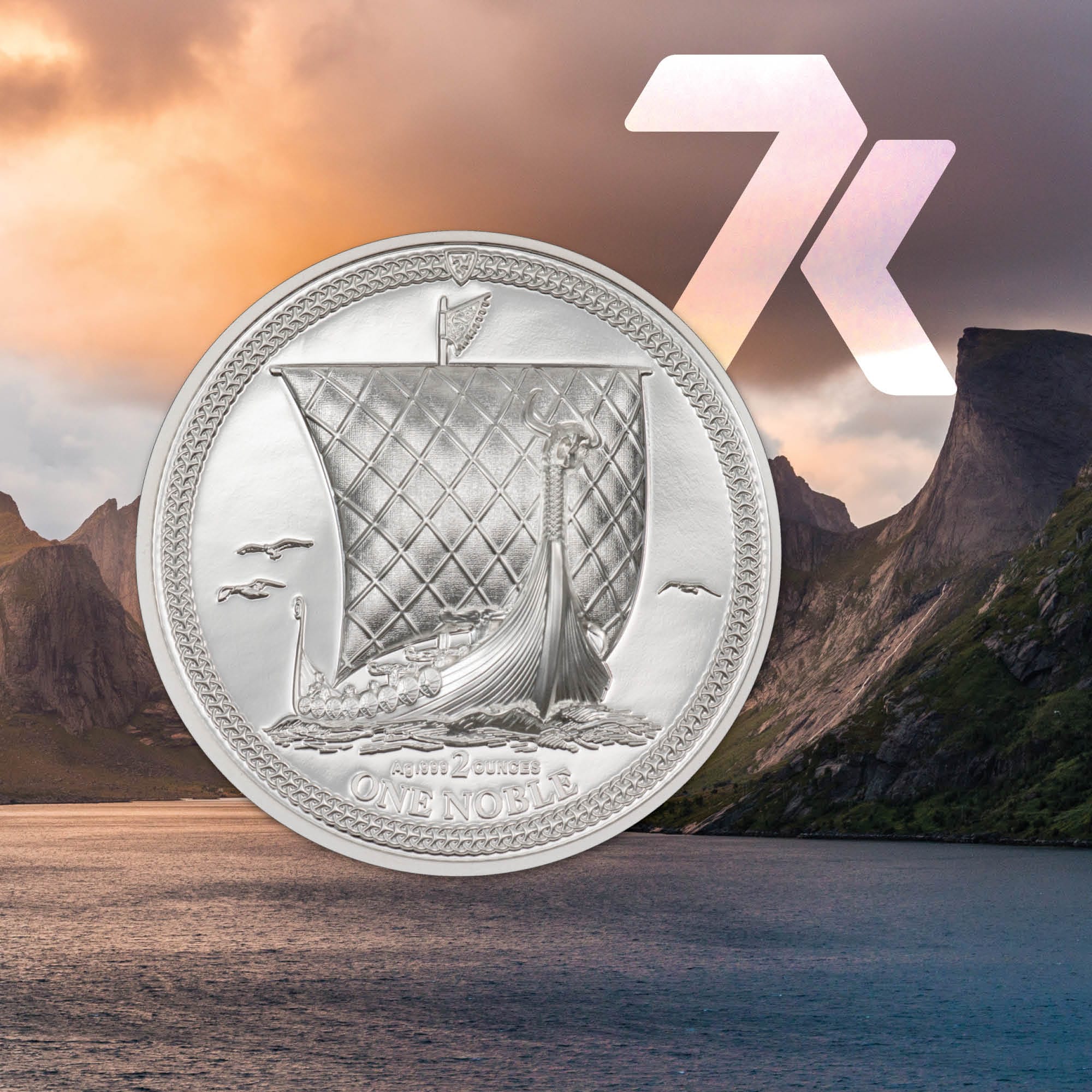 2023 Isle of Man One Noble Piedfort 2 oz Silver Coin