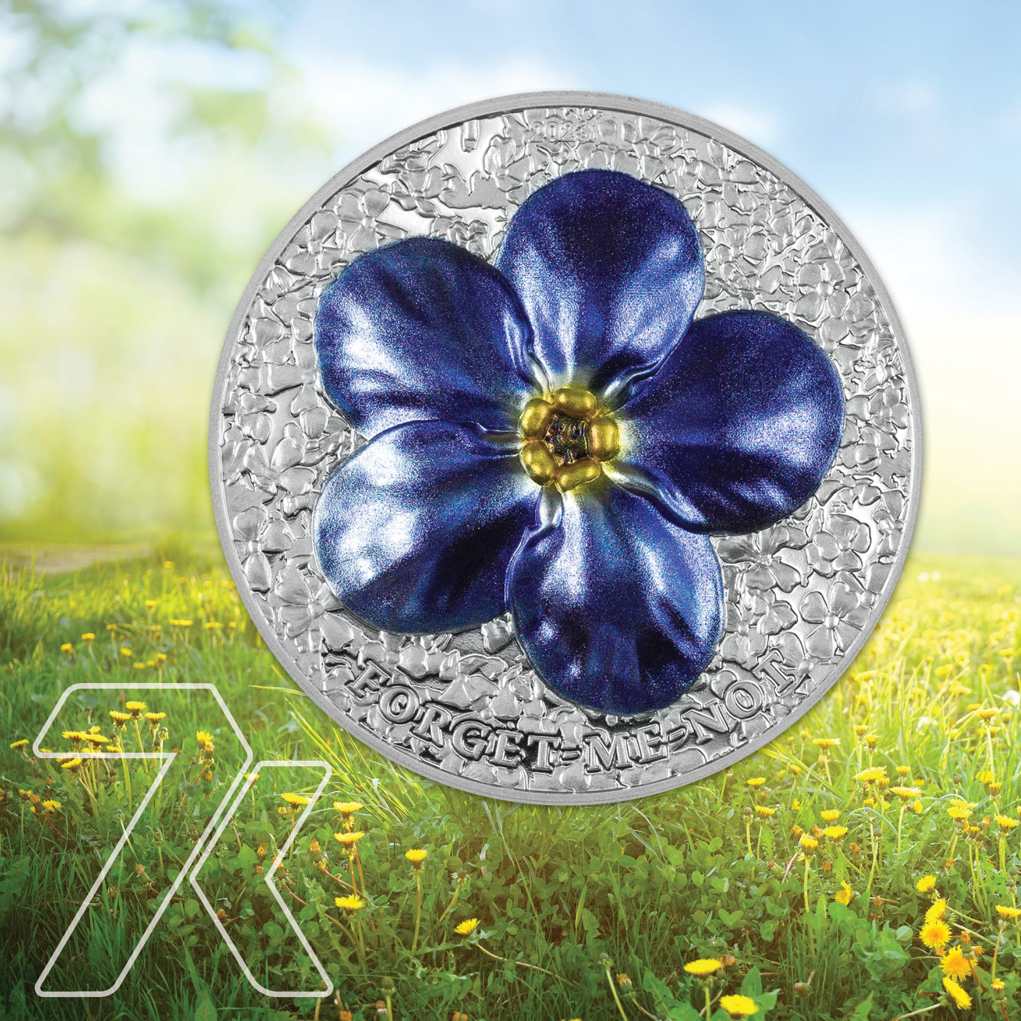 2023 Flowers and Leaves - Forget Me Not 2 oz. silver coin