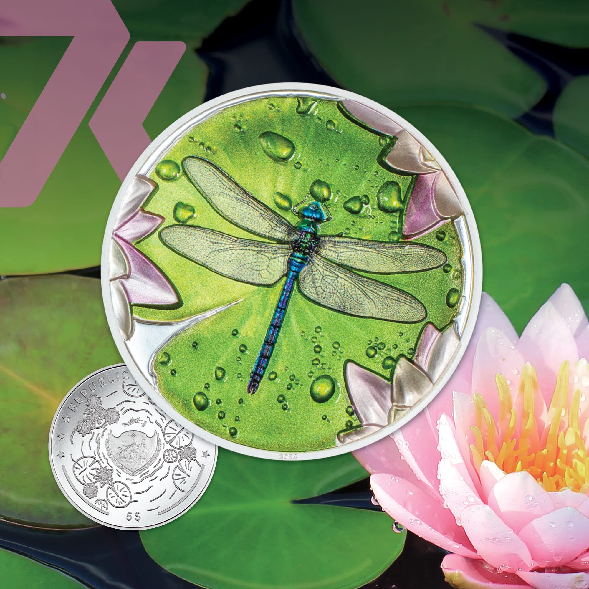 #2024 Lily Pad – Dragonfly 1-oz Silver Coin PF70 & PF69