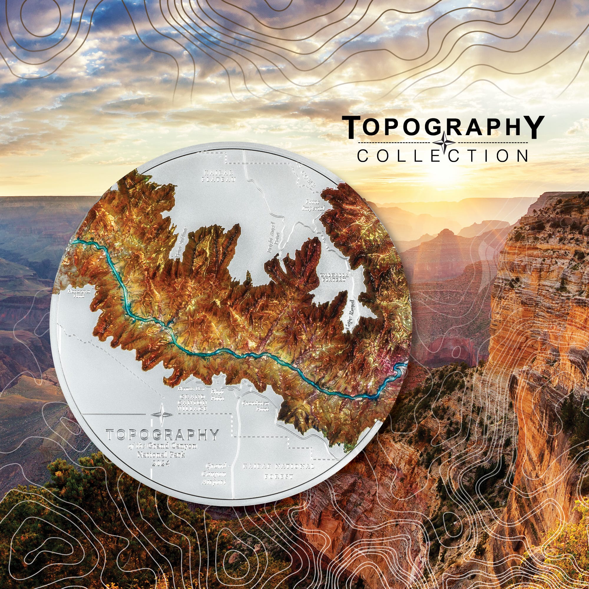 #2023 Topography – Grand Canyon 5-oz Silver Coin PF70