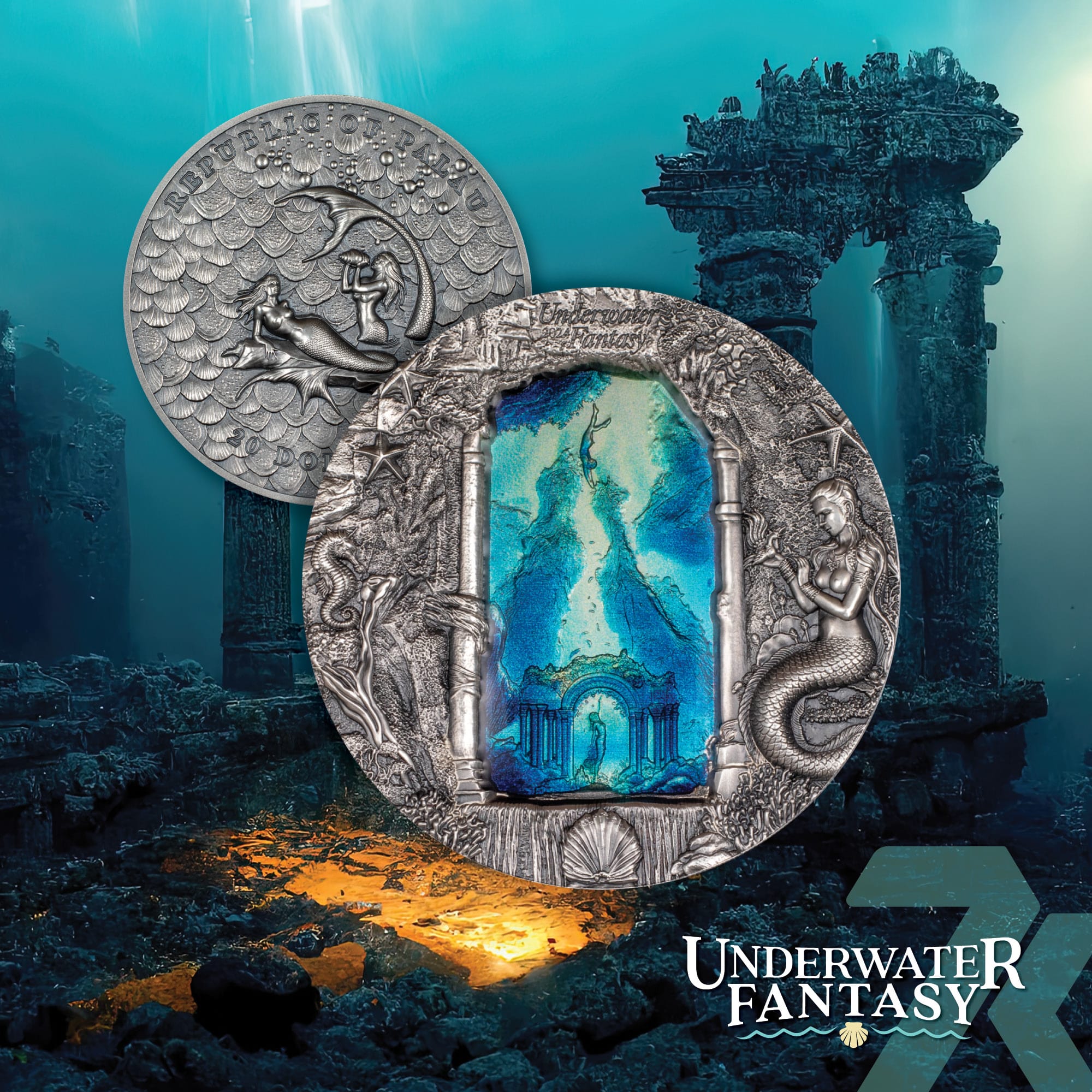 2024 Underwater Fantasy – Mermaids 3-oz silver coin MS70