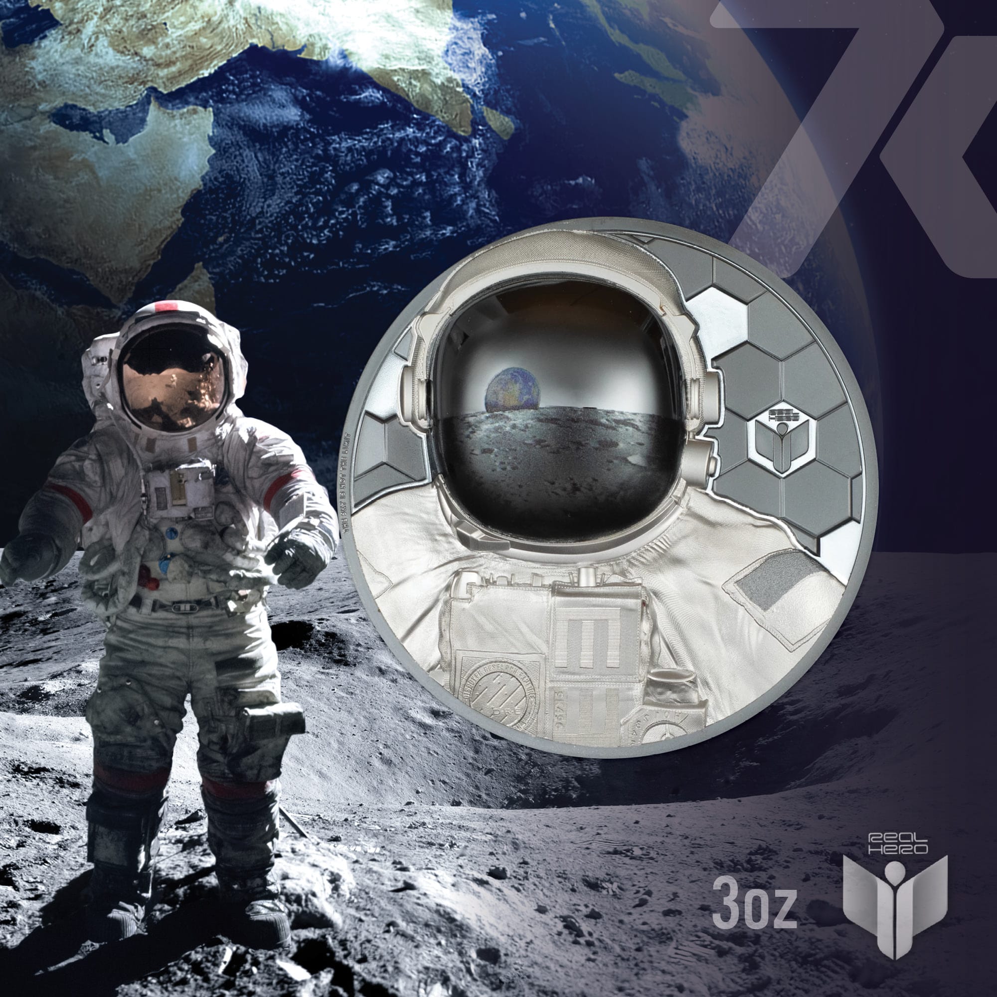 2024 Real Heroes – Astronaut 3-oz silver PF70 & PF69