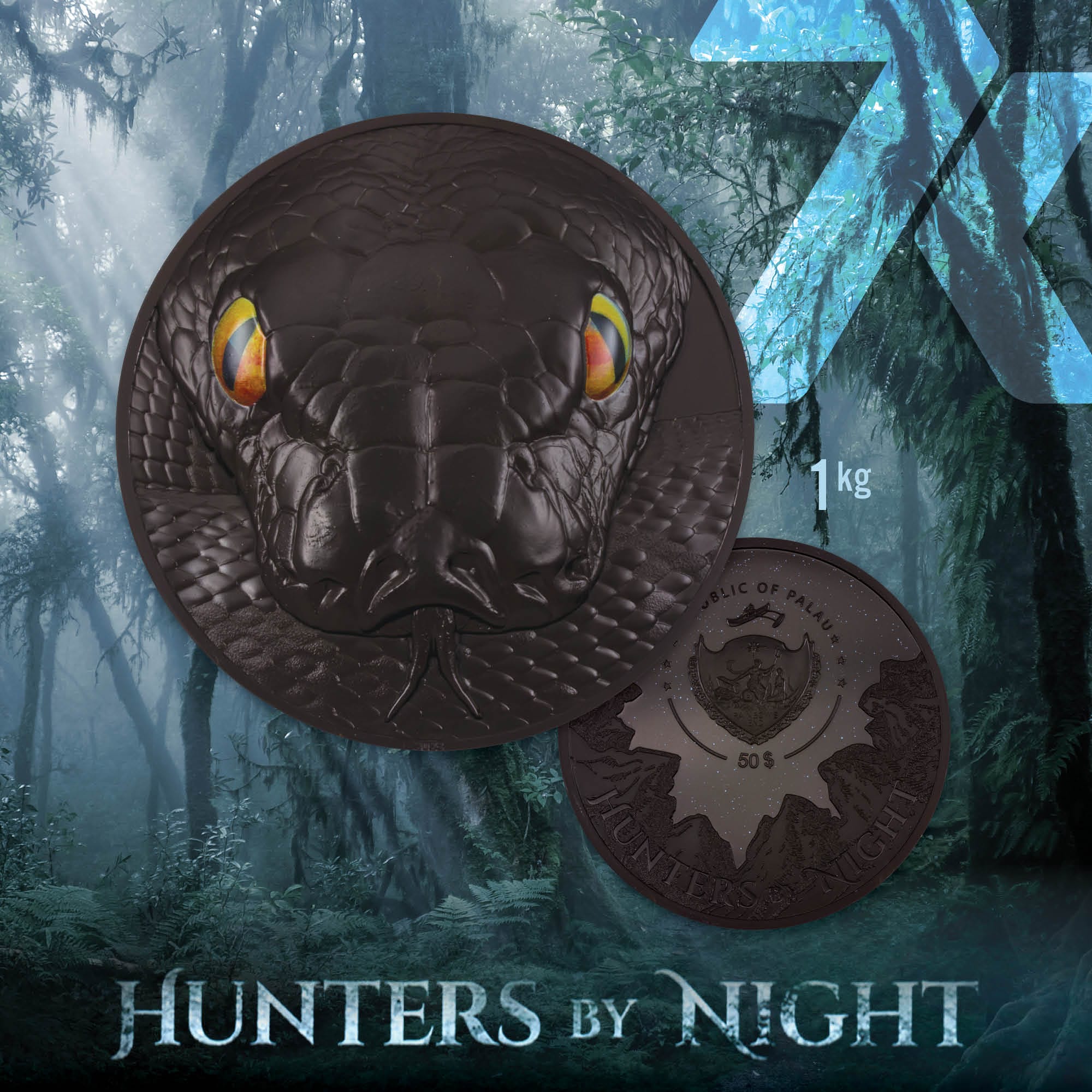 2023 Hunters by Night  – Python 1-kilo silver PF70
