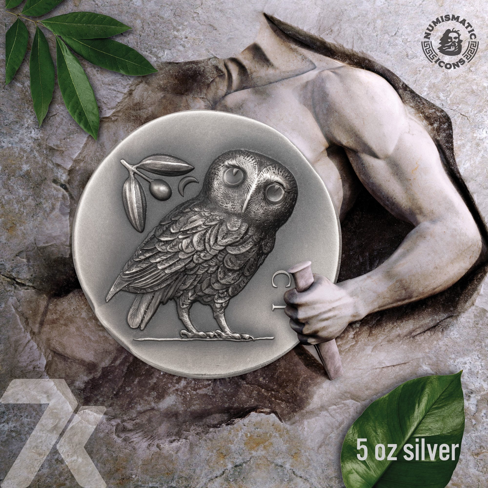 2021 Numismatic Icons – Athena’s Owl 5-oz silver MS70