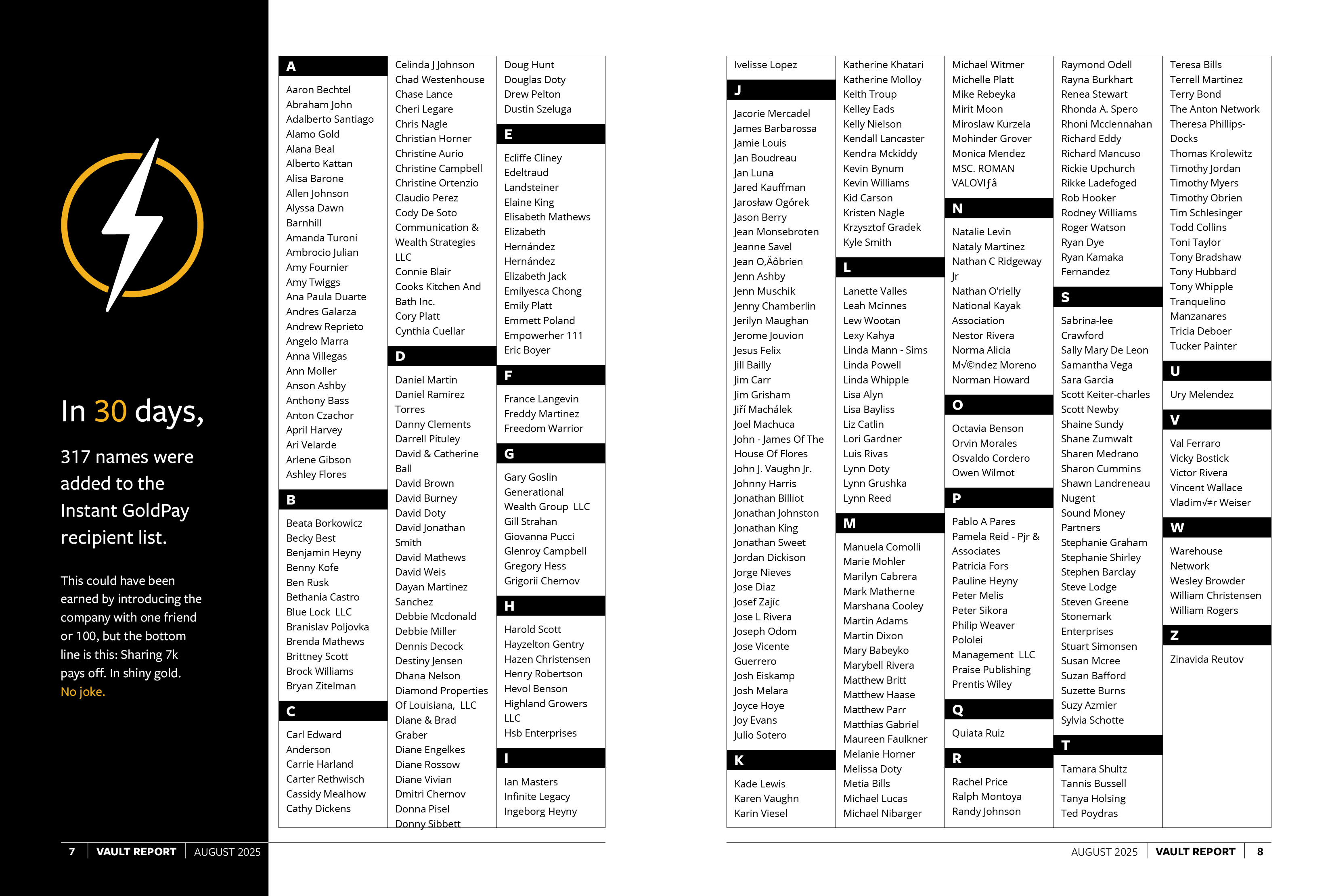 August 2025 Vault Report