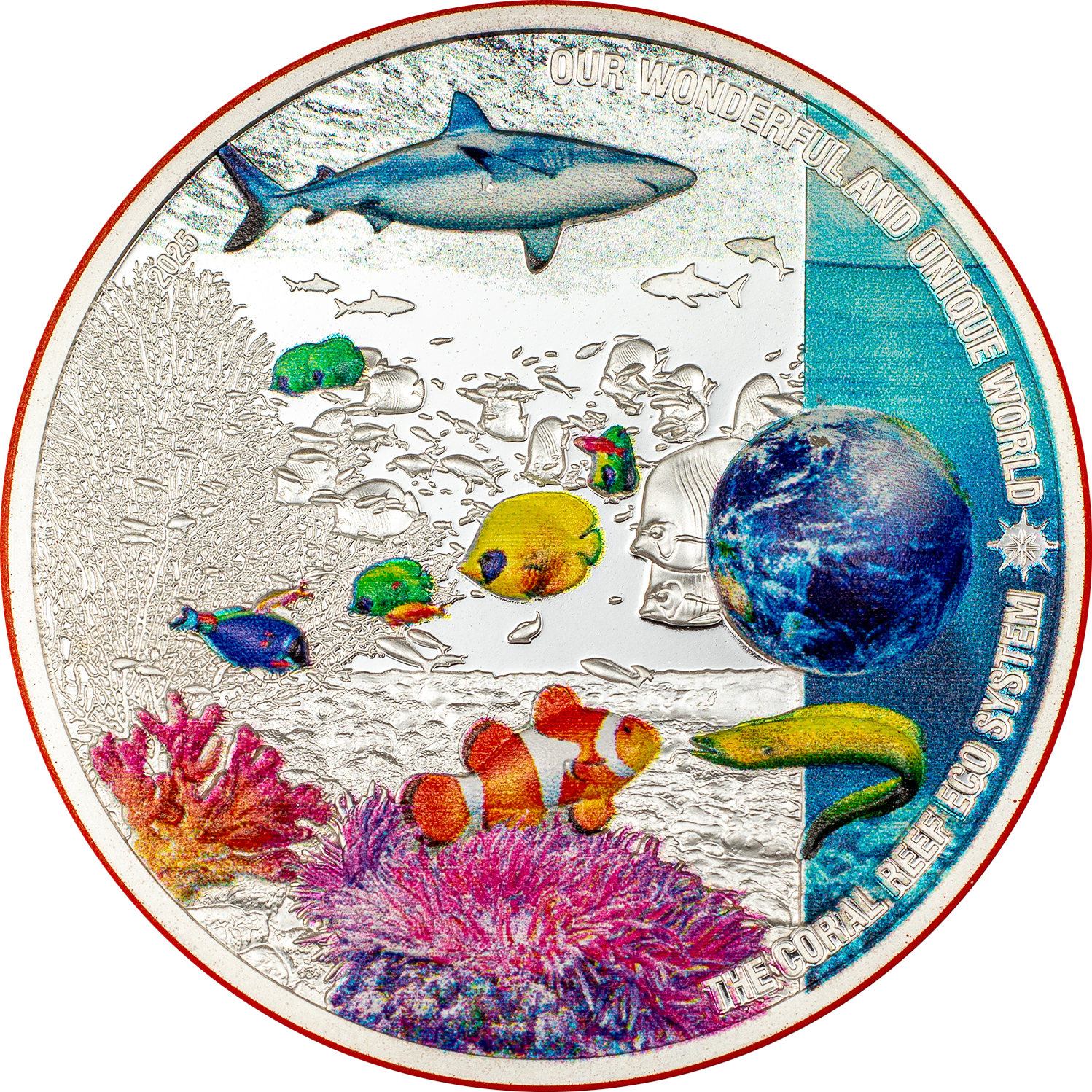 2025 Our Wonderful & Unique World – Coral Reef Ecosystem 2-oz silver coin PF70