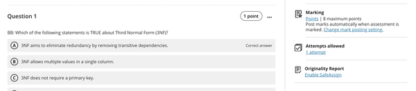 Screenshot of some questions in Blackboard.