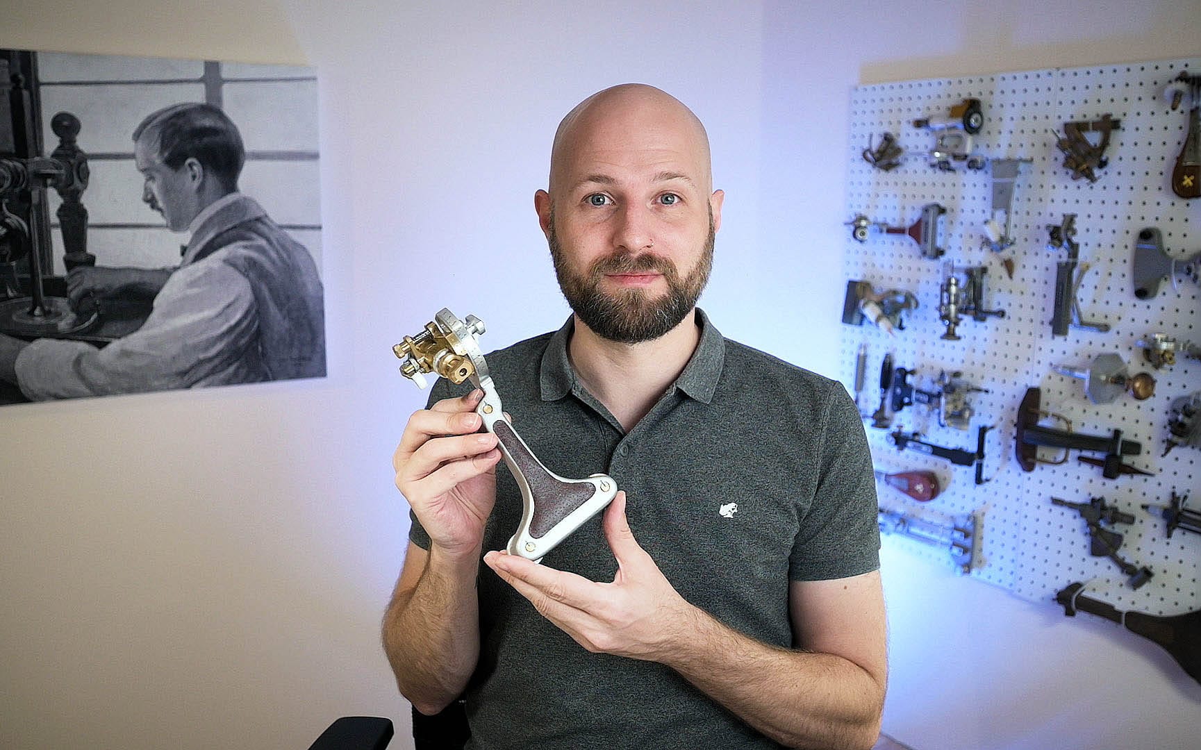 Justin K. Prim holding a Sterling ST-08 hand piece