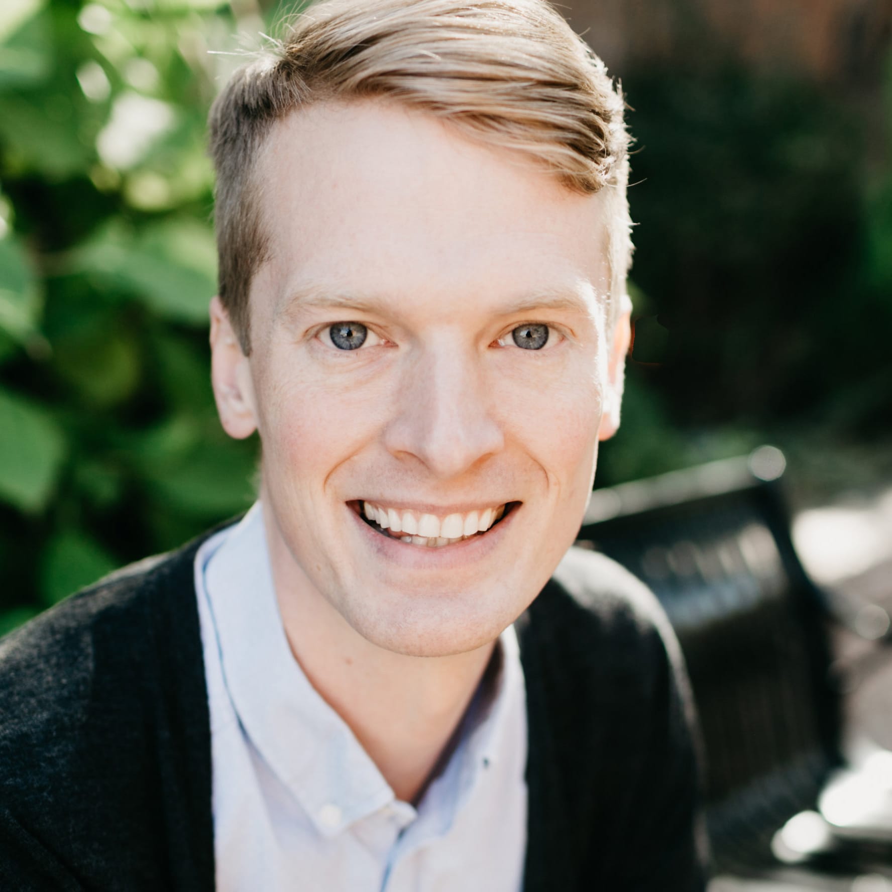Steve, smiling, with a slightly strange haircut