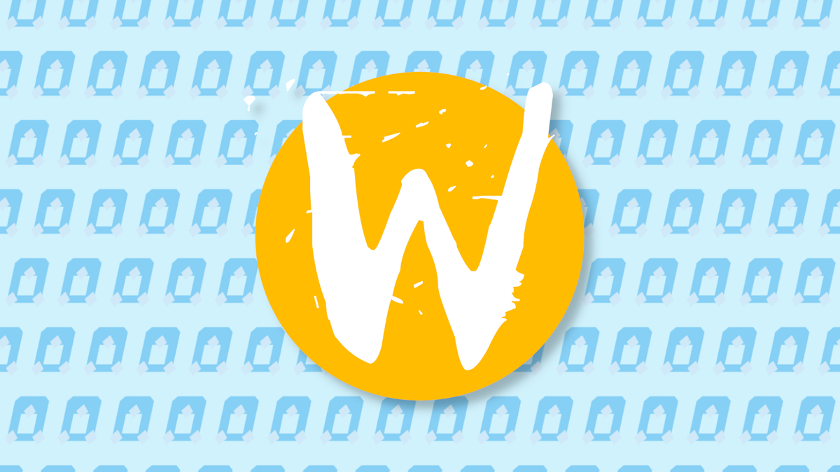 The yellow Wayland logo on top of a blue repeated pattern of penguins.