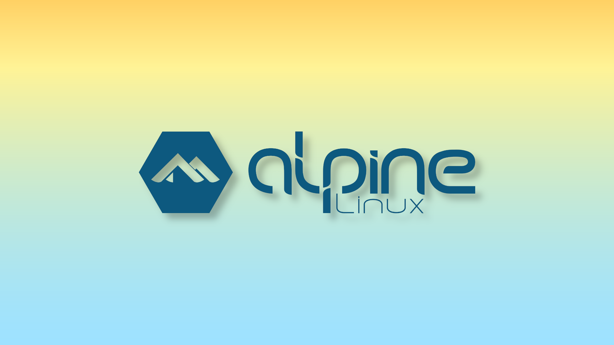 The Alpine Linux logo on a yellow-to-blue vertical gradient.