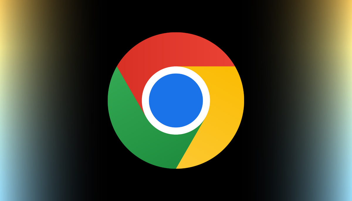 The Google Chrome app logo on a black background with yellow and blue gradient accents.