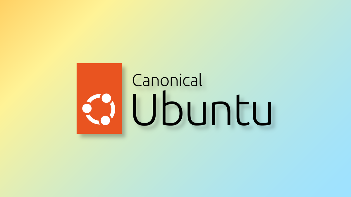 The Ubununtu logo with the words "Canonical" and "Ubuntu" stacked on top of each other, all over a yellow-to-blue gradient pattern.