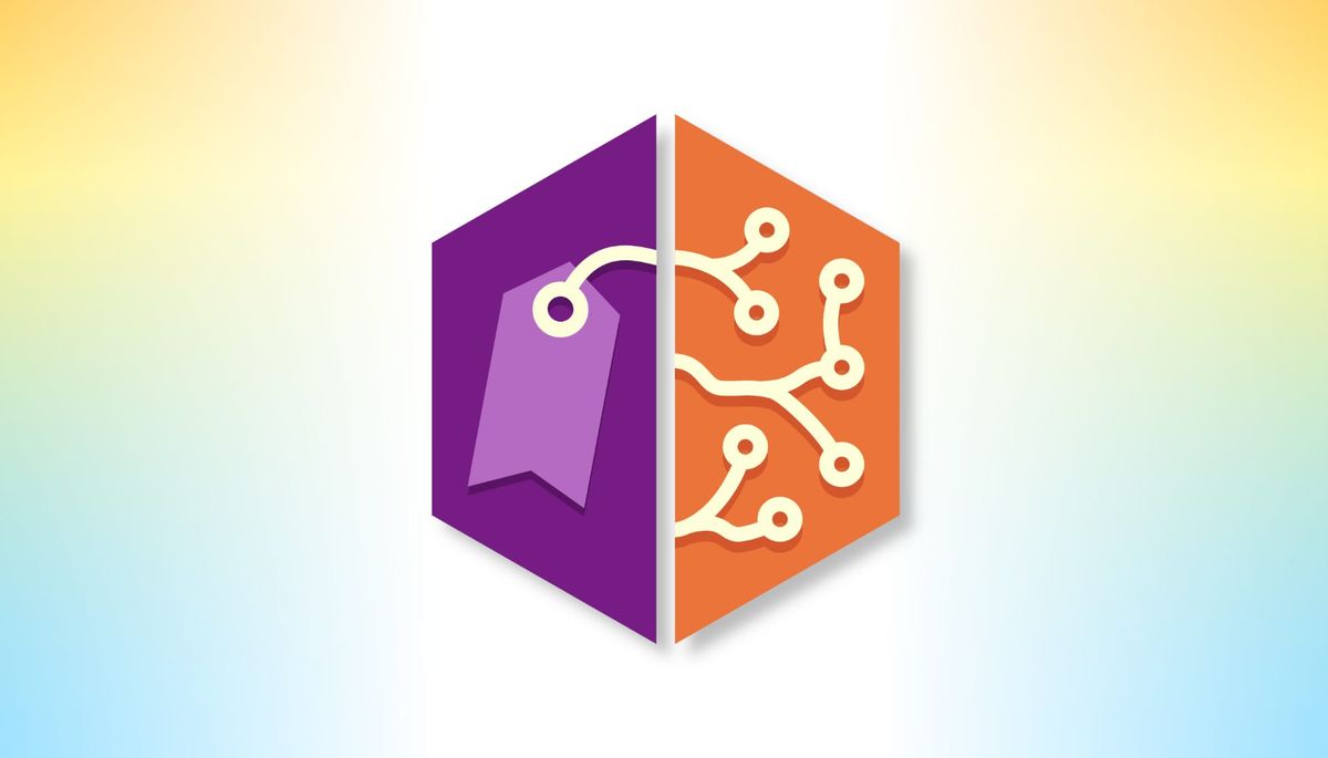 The MusicBrainz Picard logo, made up of a purple tag and a set of neurons, over a yellow, white, and blue gradient.
