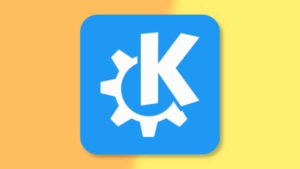 The KDE logo on an orange and yellow background.
