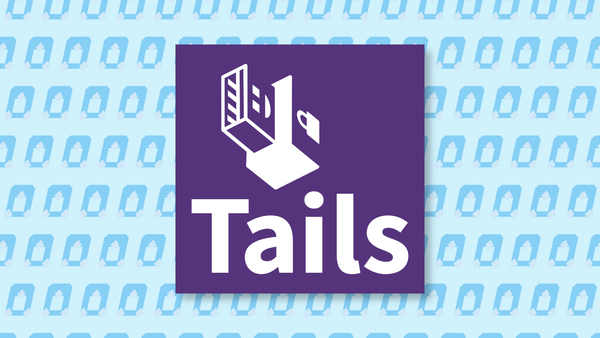 The Tails Linux logo on a blue penguin repeated pattern.