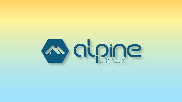The Alpine Linux logo on a yellow-to-blue vertical gradient.