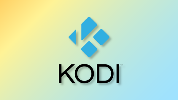 The Kodi logo, with a blue diamond outlined with a K, over a yellow-to-blue gradient.
