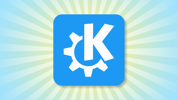 The KDE logo on a yellow-to-blue gradient sunray pattern.