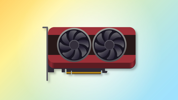 The LACT application logo, featuring a red graphics card design, over a yellow-to-blue gradient pattern.