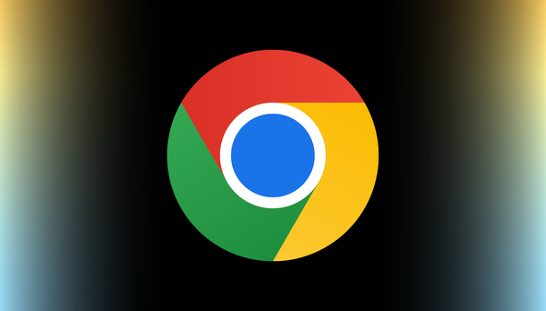 The Google Chrome app logo on a black background with yellow and blue gradient accents.