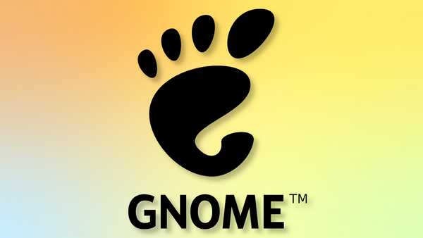 The GNOME logo and name in black over a gradient of pastel colors.