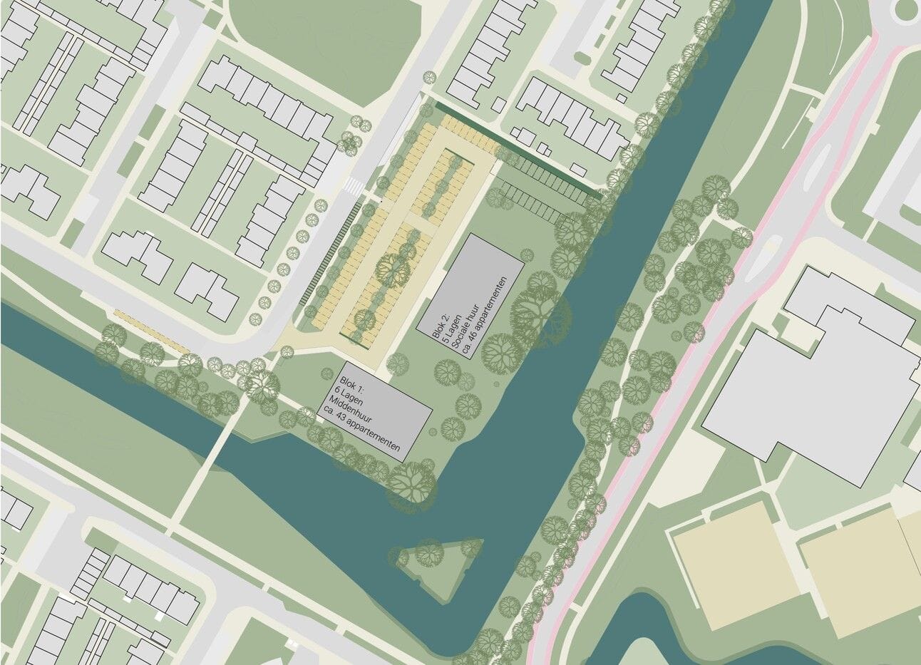 Aan de Koekoeksbloem komen twee appartementencomplexen. Afbeelding via de gemeente