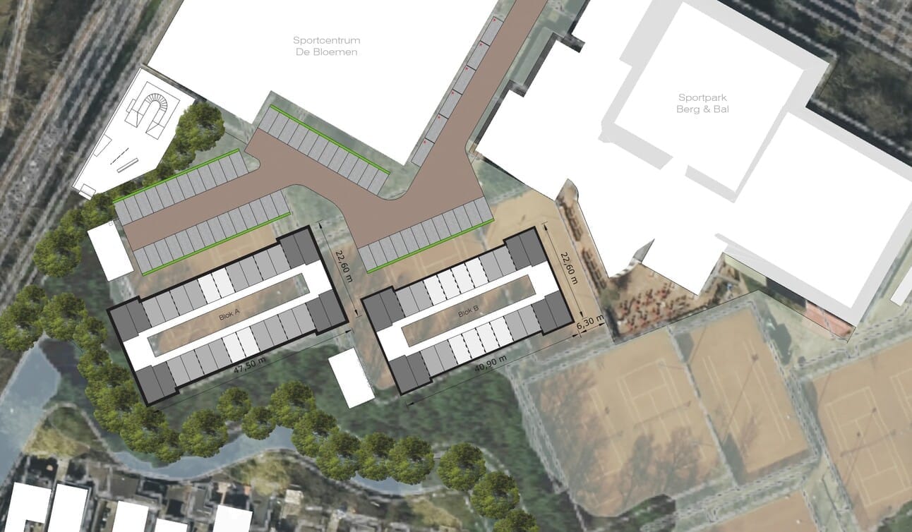 Er komen twee blokken met flexwoningen. Foto: Kennemer Wonen