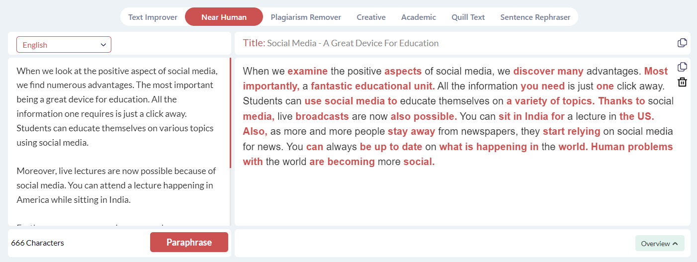 Is Paraphrasingtool.ai Best for Academic Paraphrasing-near human mode