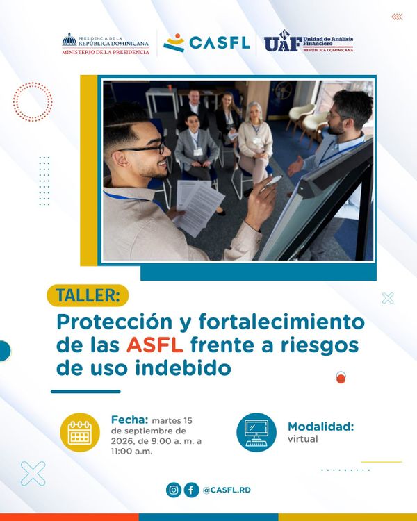 Taller virtual para ASFL sobre prevención de uso indebido: martes 15 de septiembre