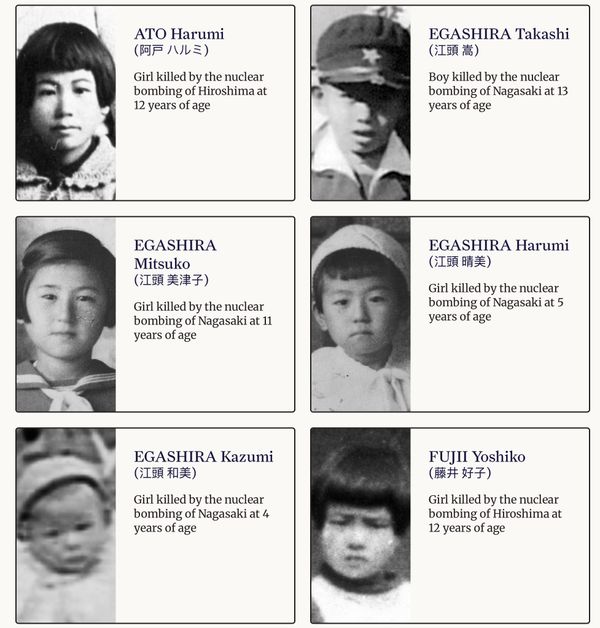 A screenshot of the online Children’s Memorial for victims of the atomic bombings of Hiroshima and Nagasaki.