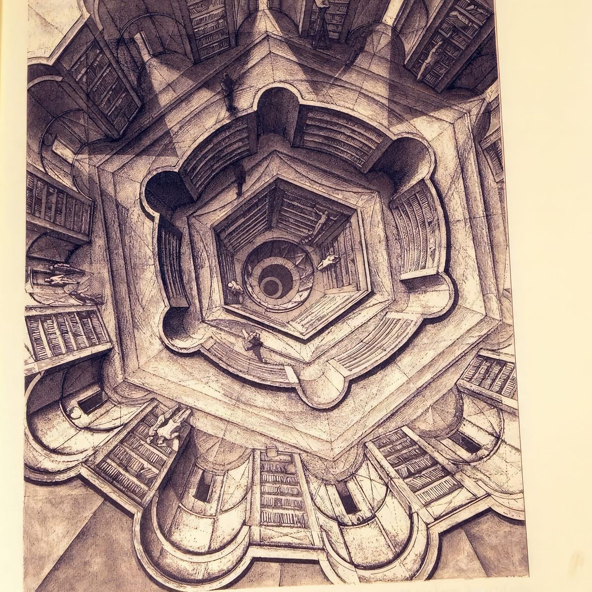 A bird's eye view of the Library of Babel.