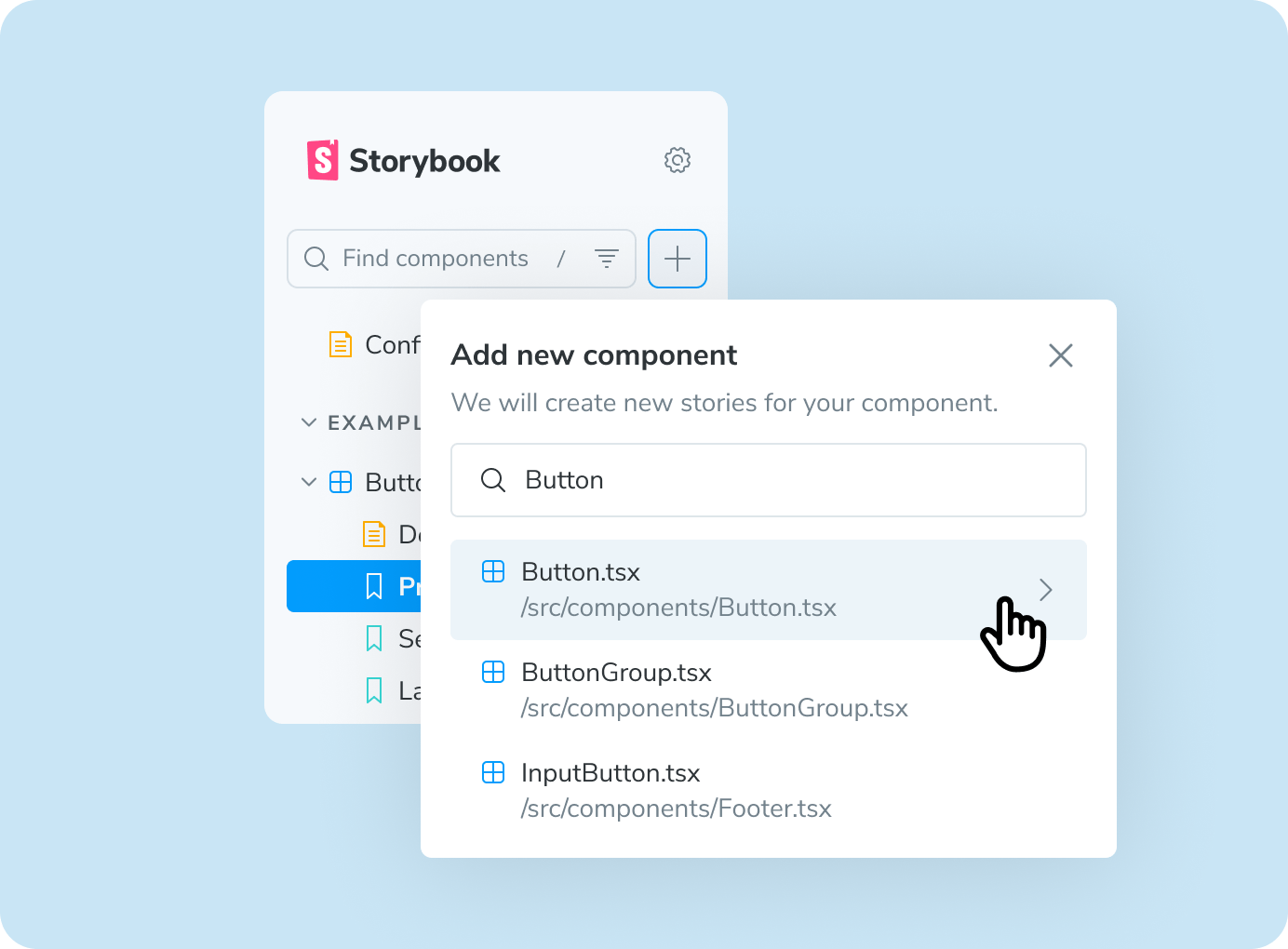 Adding a new stories file for a component in Storybook