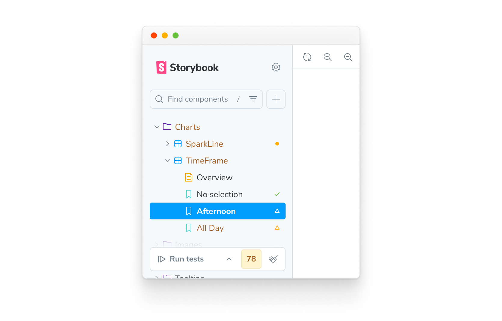 Storybook reports a11y test status in the sidebar