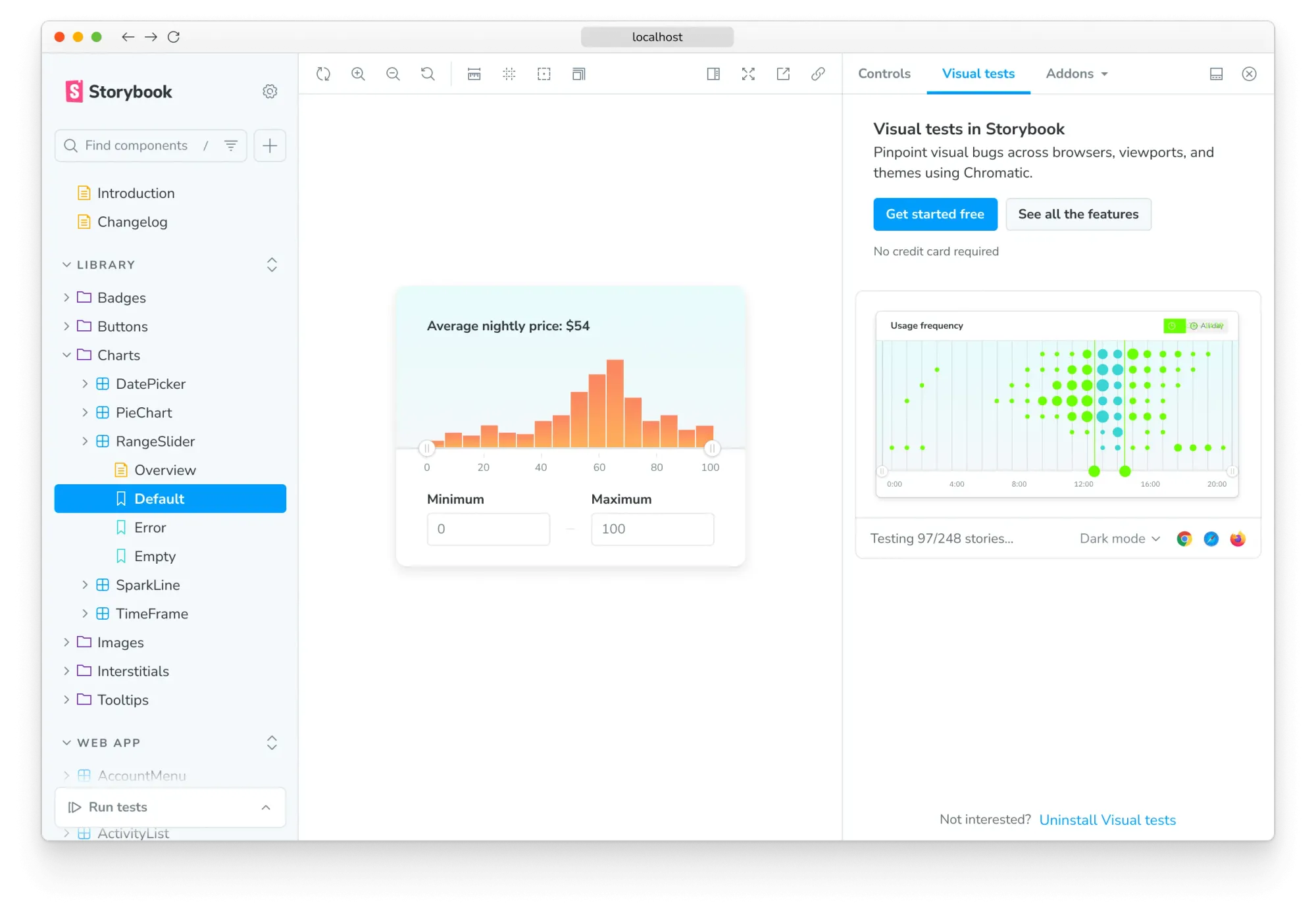Visual Tests Addon enabled in Storybook
