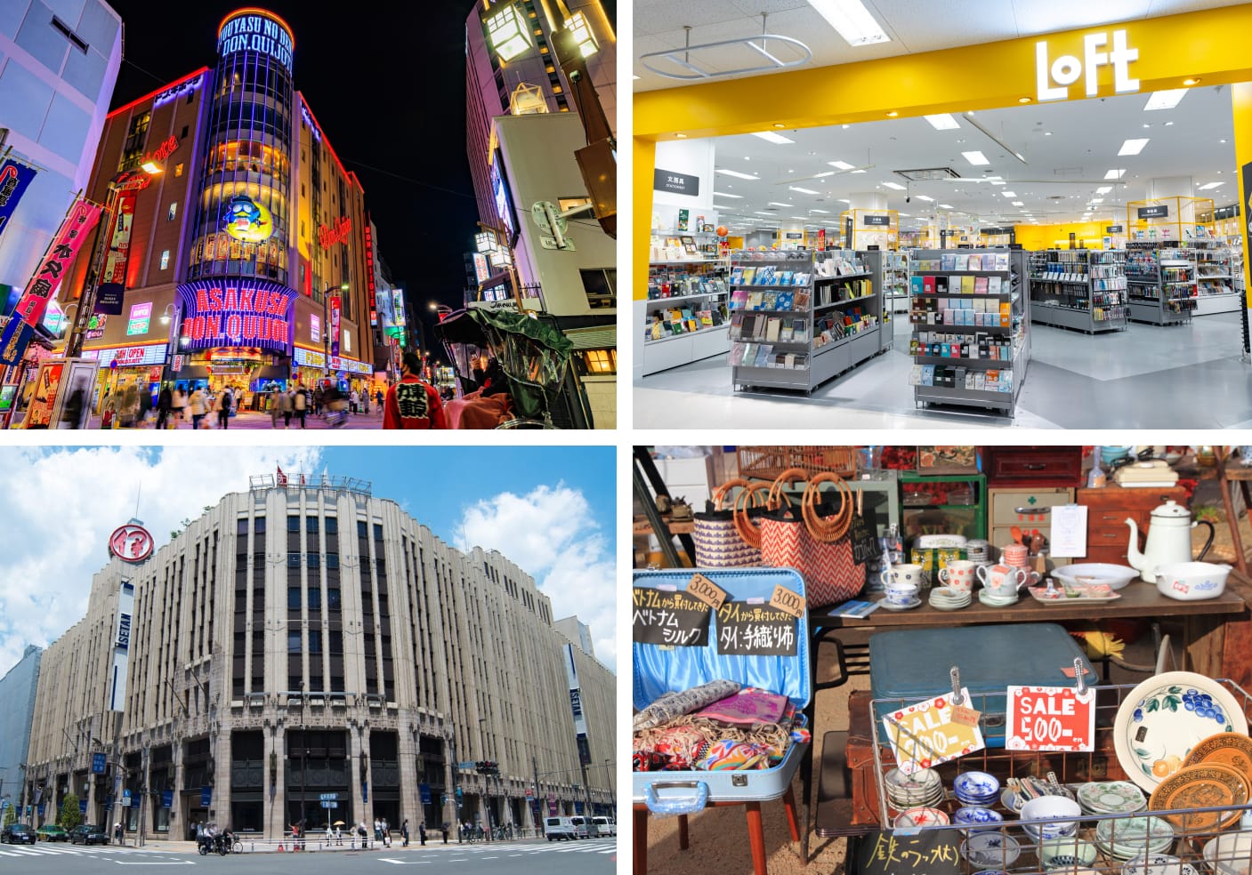 4 Top places to shop, Don Quijote, LOFT, Isetan, a Temple Market