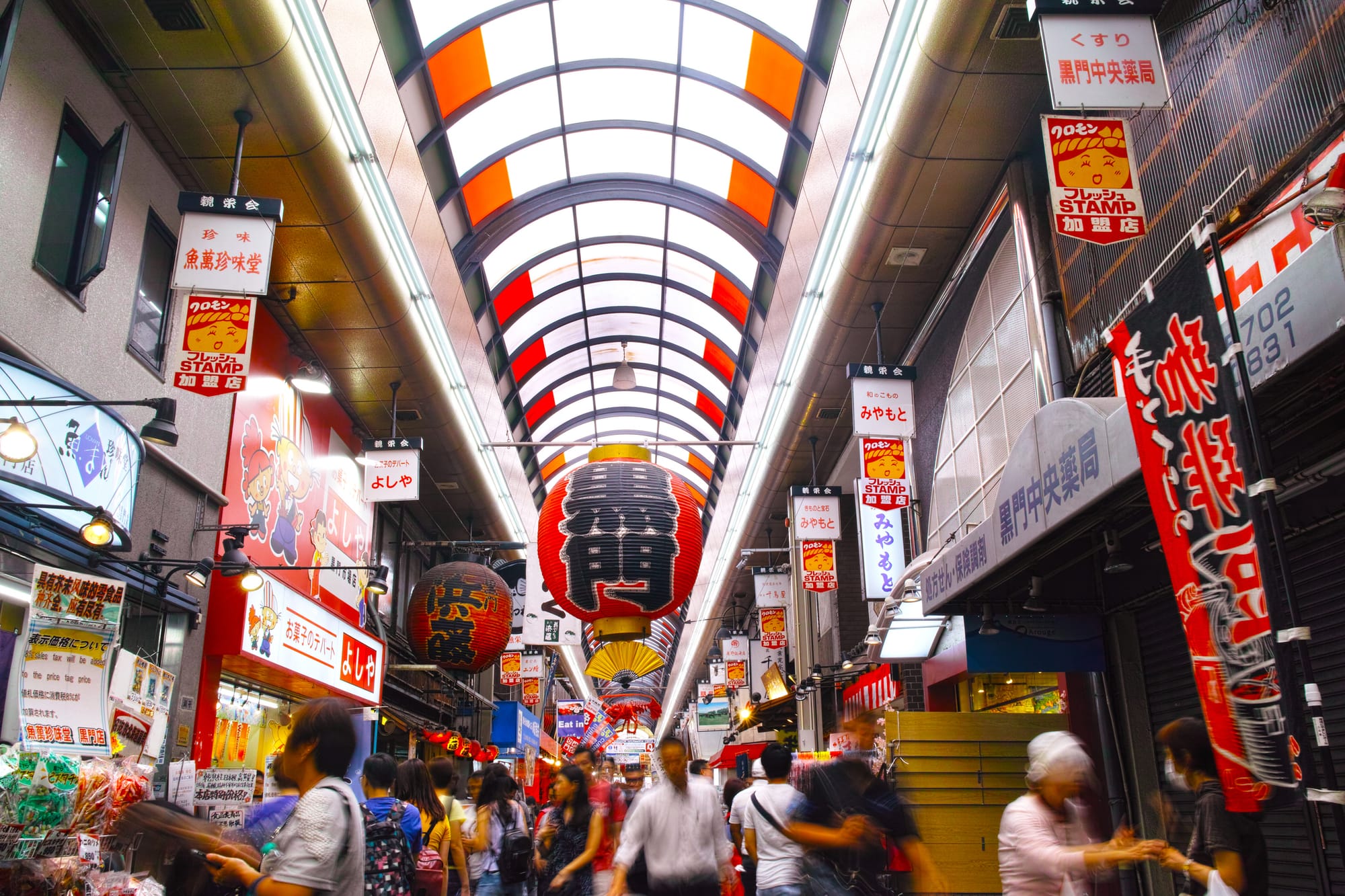 A busy street in Osaka's Kuromon market