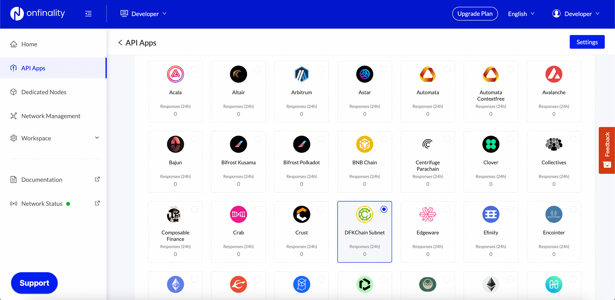 OnFinality API Apps marketplace