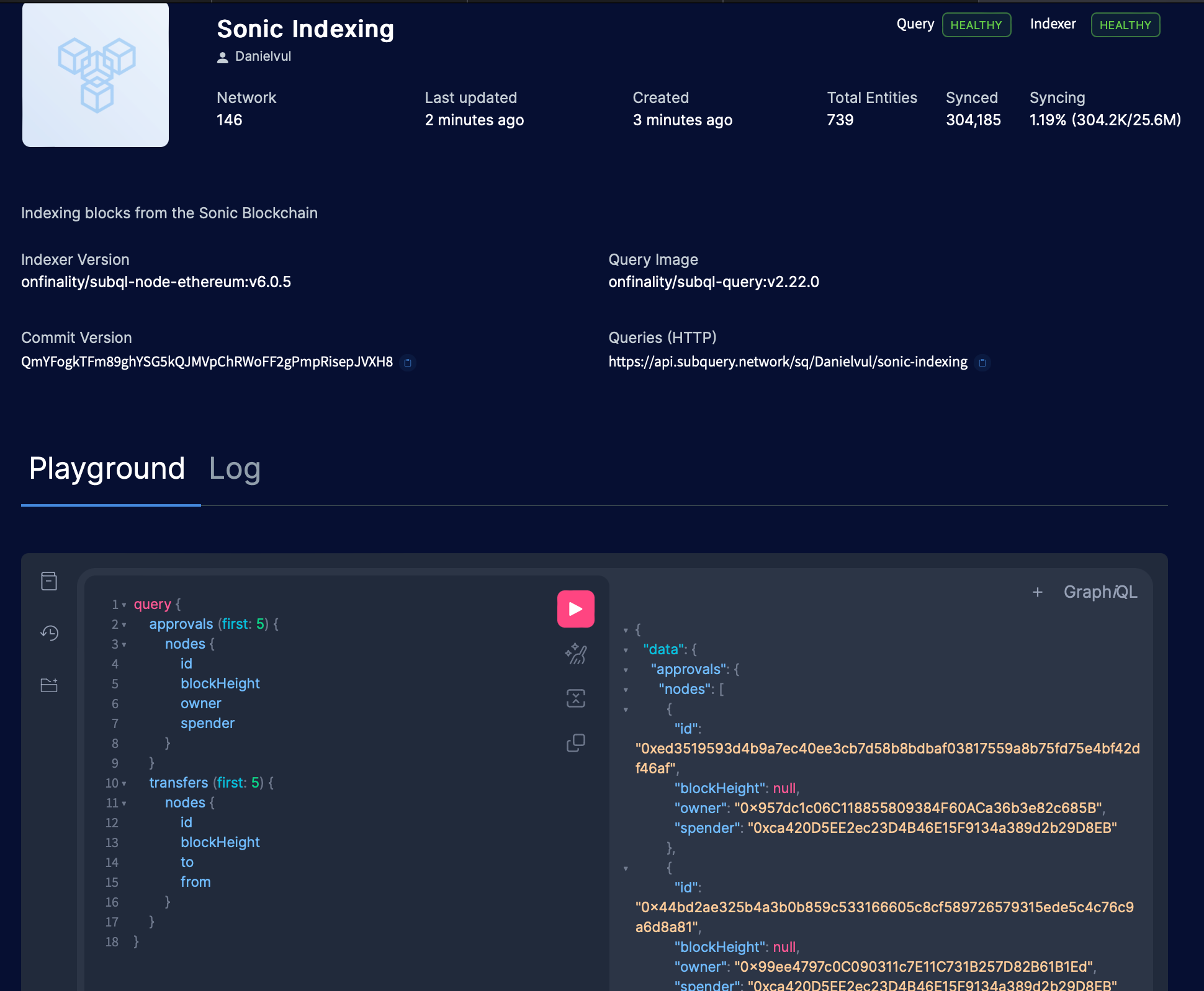 Stellar Indexer: Use Subquery's playground