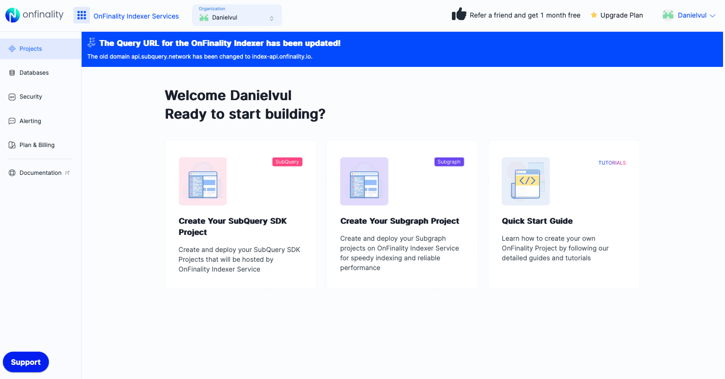 Deploy a Stellar Indexer with OnFinality | Select SubQuery Project Type